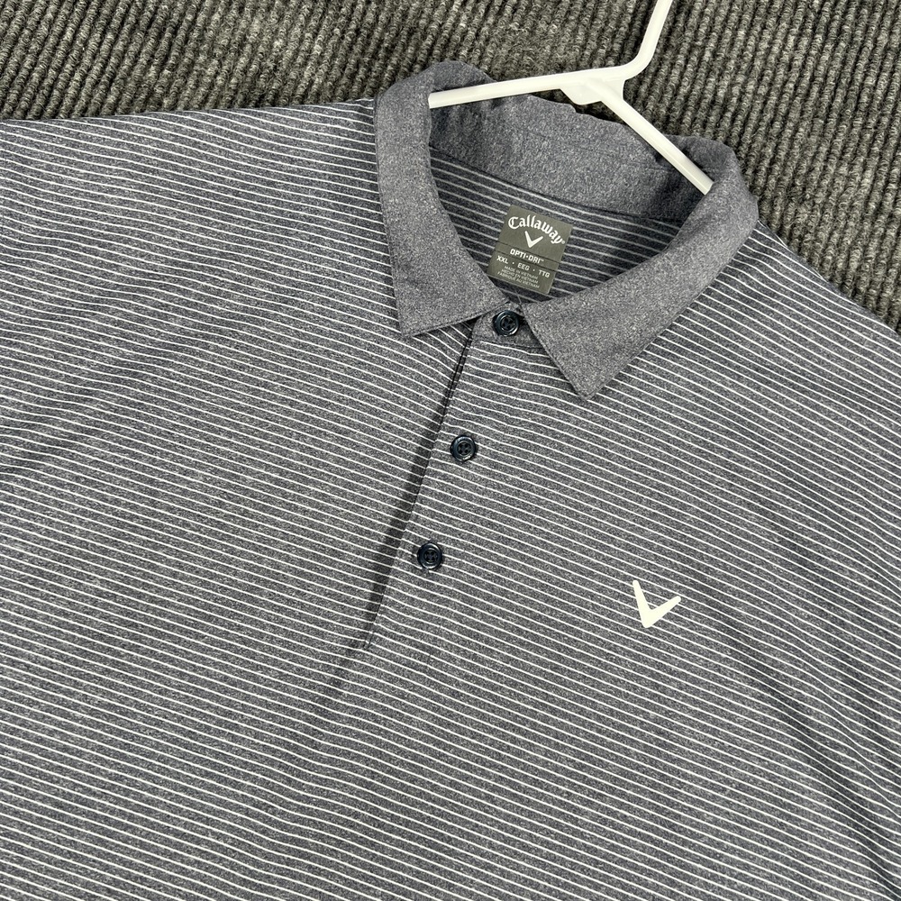 Callaway Polo Shirt Mens 2XL XXL Blue Striped Short Sleeve Golf Performance